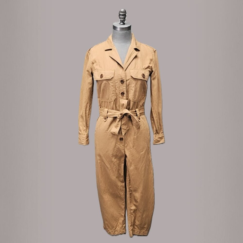 Banana Republic Heritage Cotton-Linen Cropped Jumpsuit